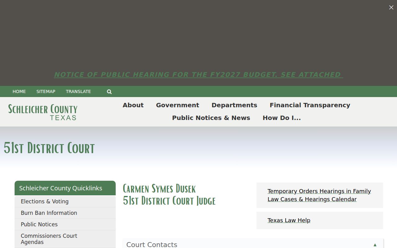 Schleicher County criminal court docket coordinator contacts