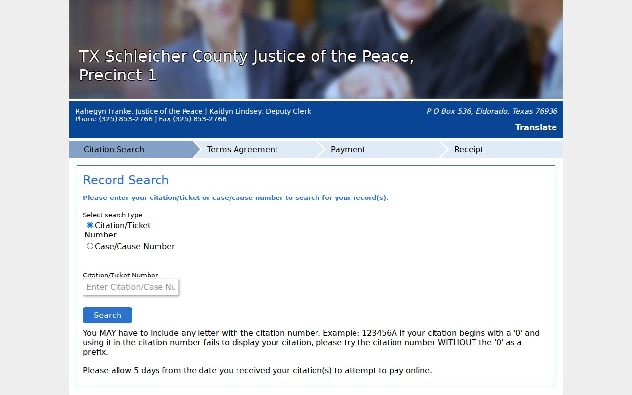 Schleicher County traffic court records citation lookup