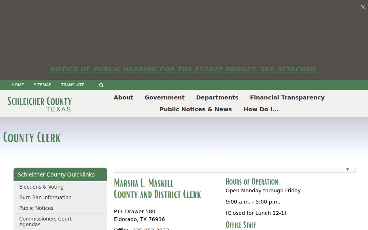 Schleicher County court docket combined clerk information